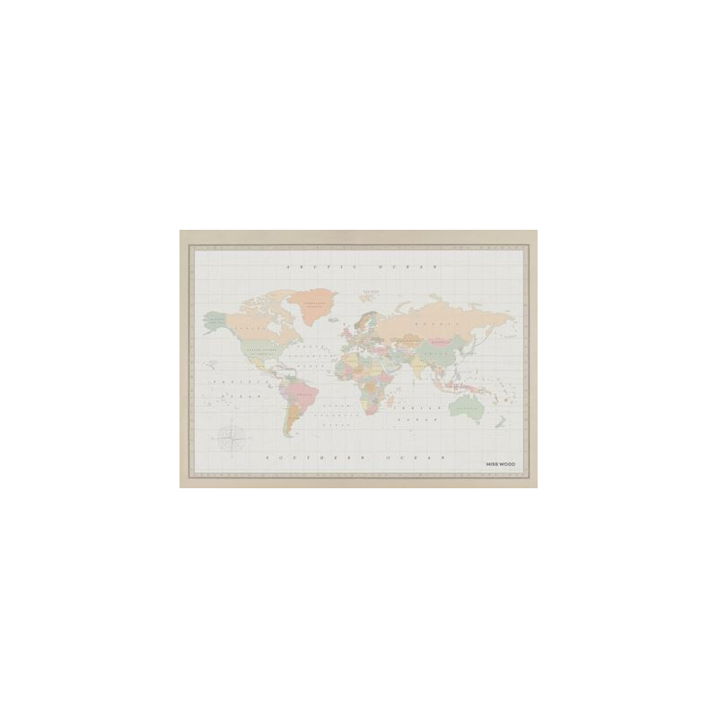 Miss Wood Weltkarte Woody Map Watercolor Colonial L