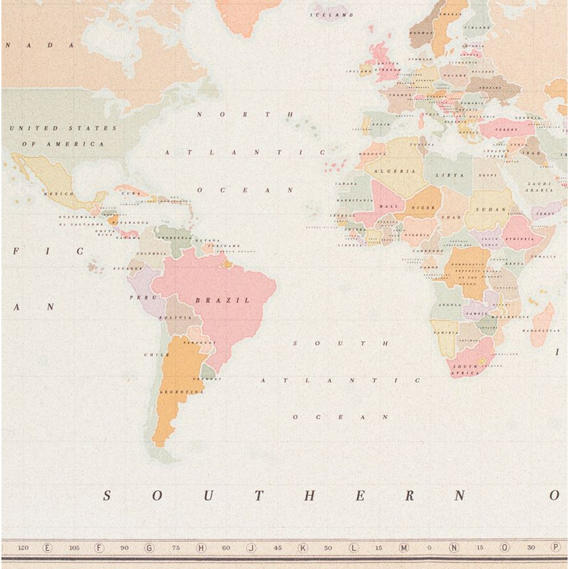 Miss Wood Weltkarte Woody Map Watercolor Colonial L