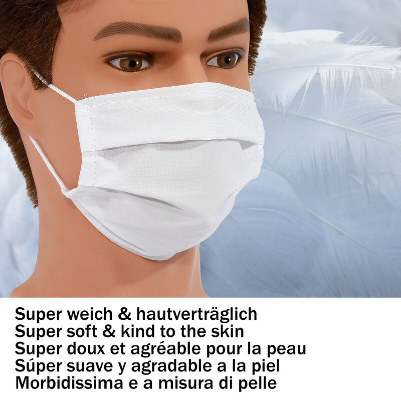 Masketo Mund- und Nasenmaske Polyester weiß 5 Stück