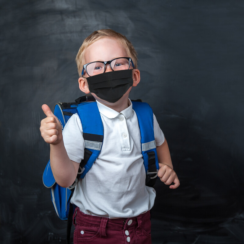 Masketo Mund- und Nasenmaske Polyester schwarz für Kinder 5 Stück