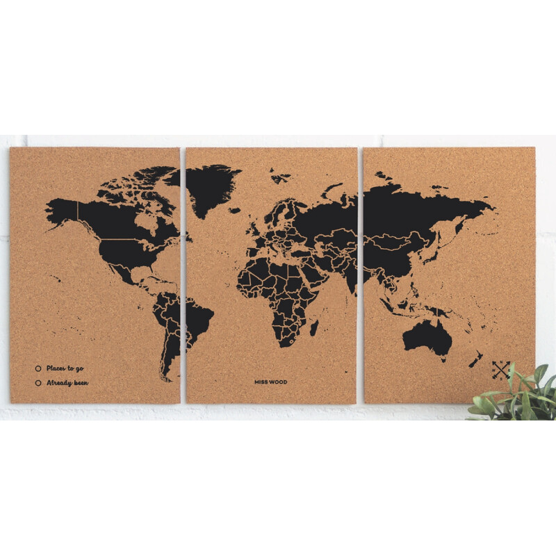 Miss Wood Weltkarte Puzzle Map M - Black