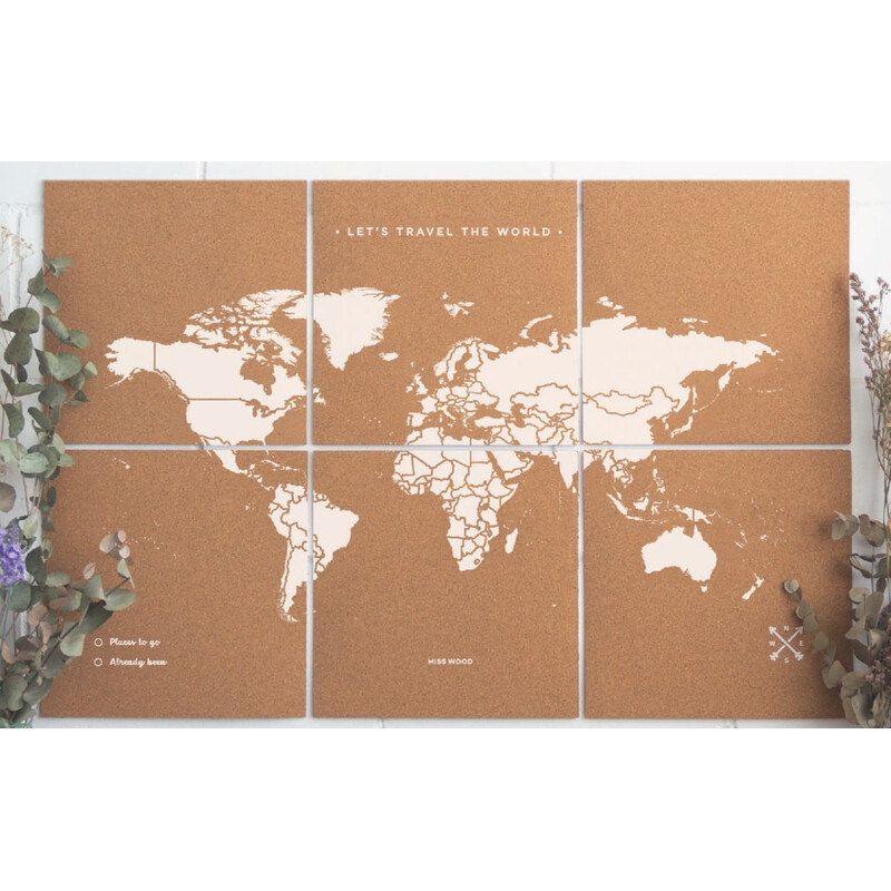 Miss Wood Weltkarte Puzzle Map XL - White