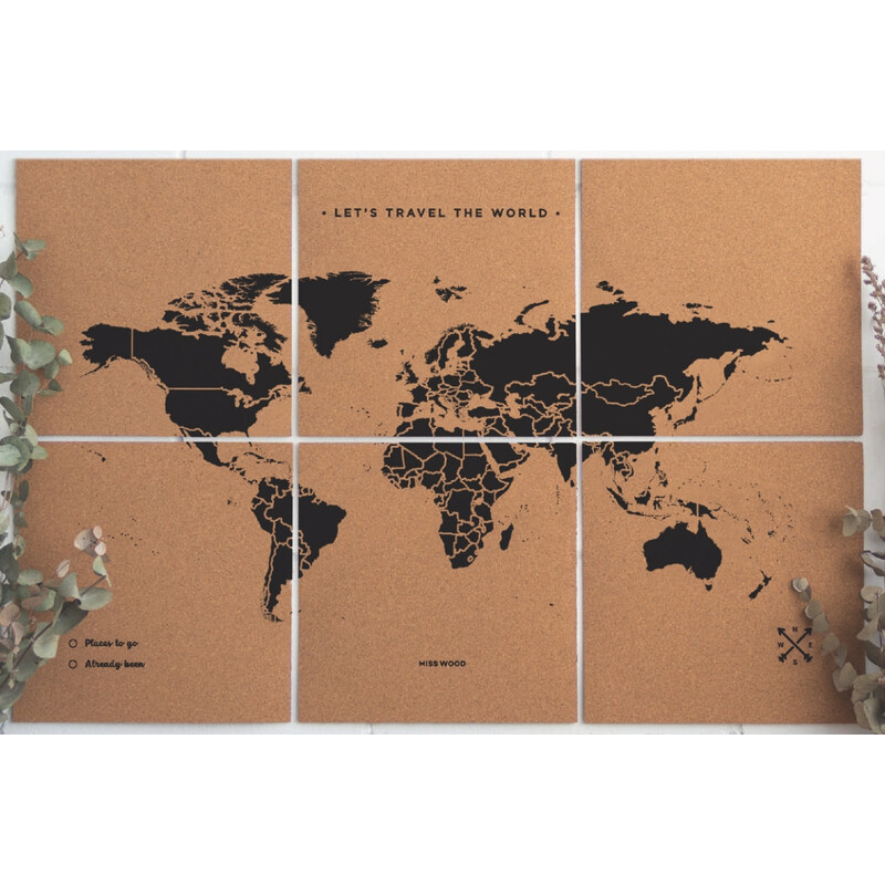 Miss Wood Weltkarte Puzzle Map XL - Black