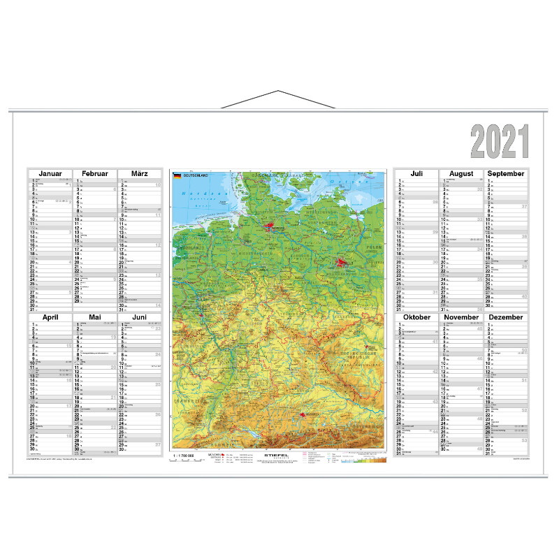 Stiefel Landkarte Jahresplaner 2021 Deutschland physisch