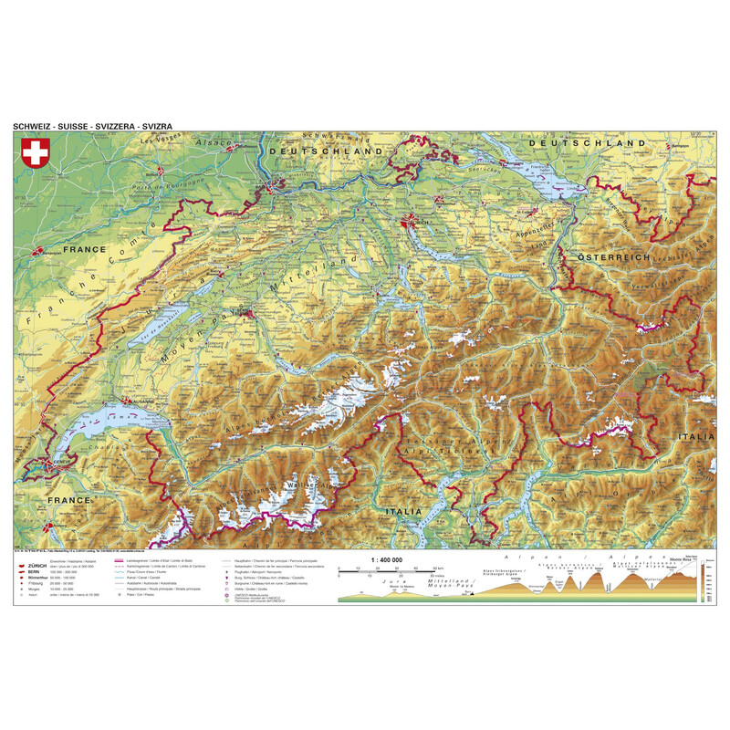 Stiefel Landkarte Schweiz physisch (98x68)