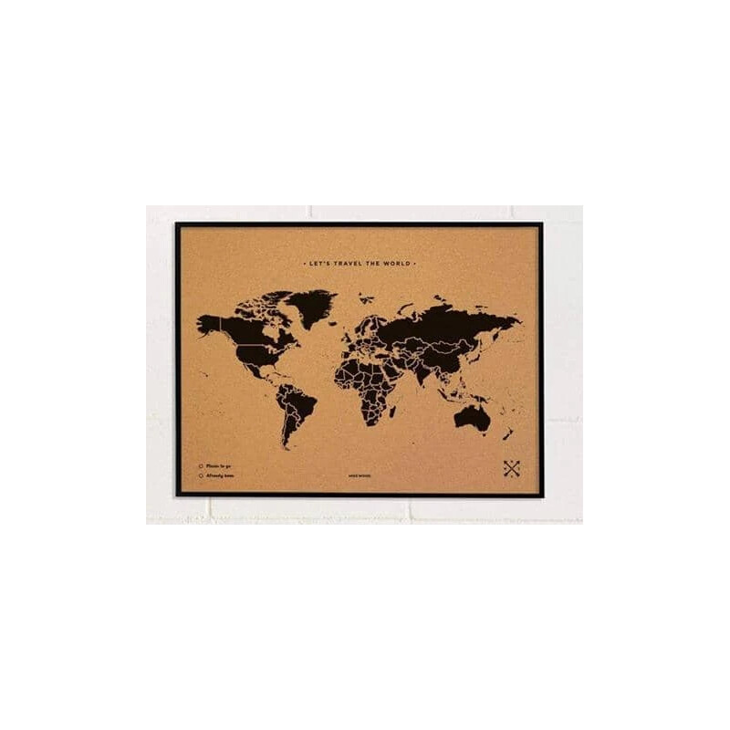 Miss Wood Weltkarte Woody Map Natural Cork L black