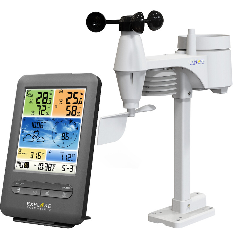 Explore Scientific Wetterstation WLAN-Wettercenter mit 5-in-1 Profi-Sensor V