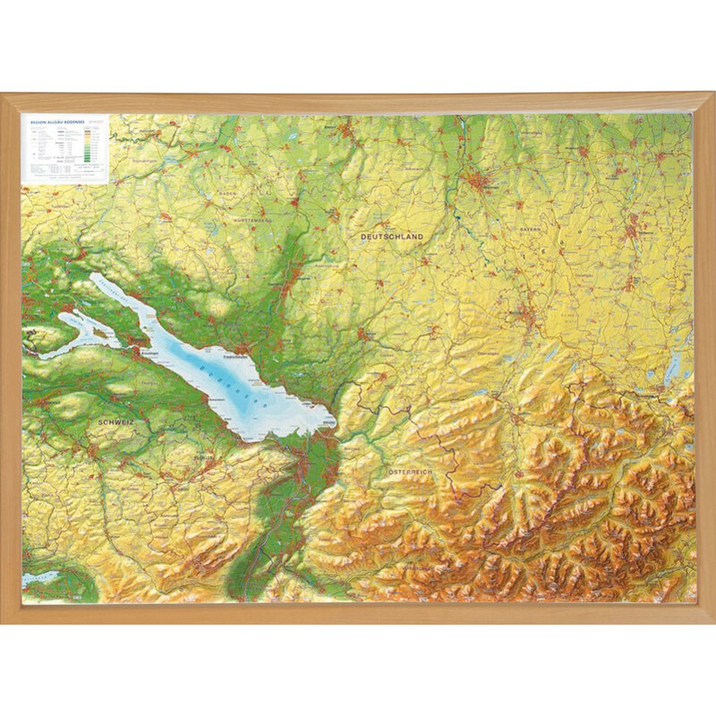 Georelief Regional-Karte Allgäu Bodensee 3D Reliefkarte (77 x 57 cm)