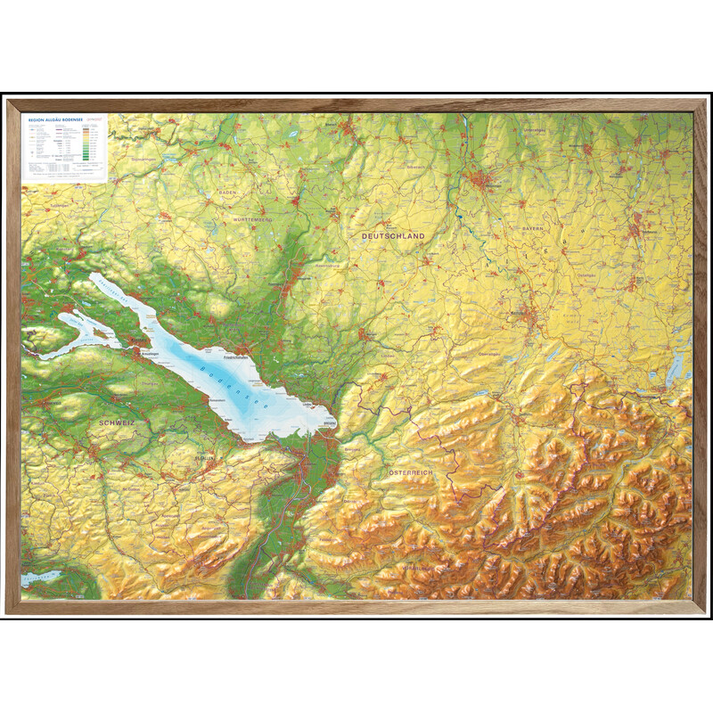 Georelief Regional-Karte Allgäu Bodensee 3D Reliefkarte (77 x 57 cm)
