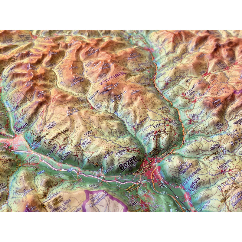 Georelief Regional-Karte Tirol (77 x 57 cm) 3D Reliefkarte mit Alu-Rahmen