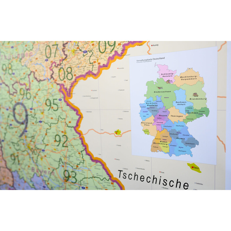 GeoMetro Landkarte Deutschland politisch mit Postleitzahlen PLZ XL (100 x 140 cm)