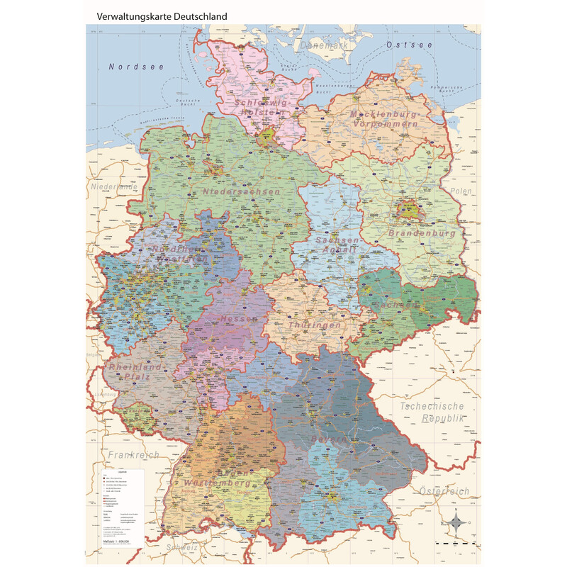 GeoMetro Landkarte Verwaltungskarte Deutschland politisch (84 x 114 cm)