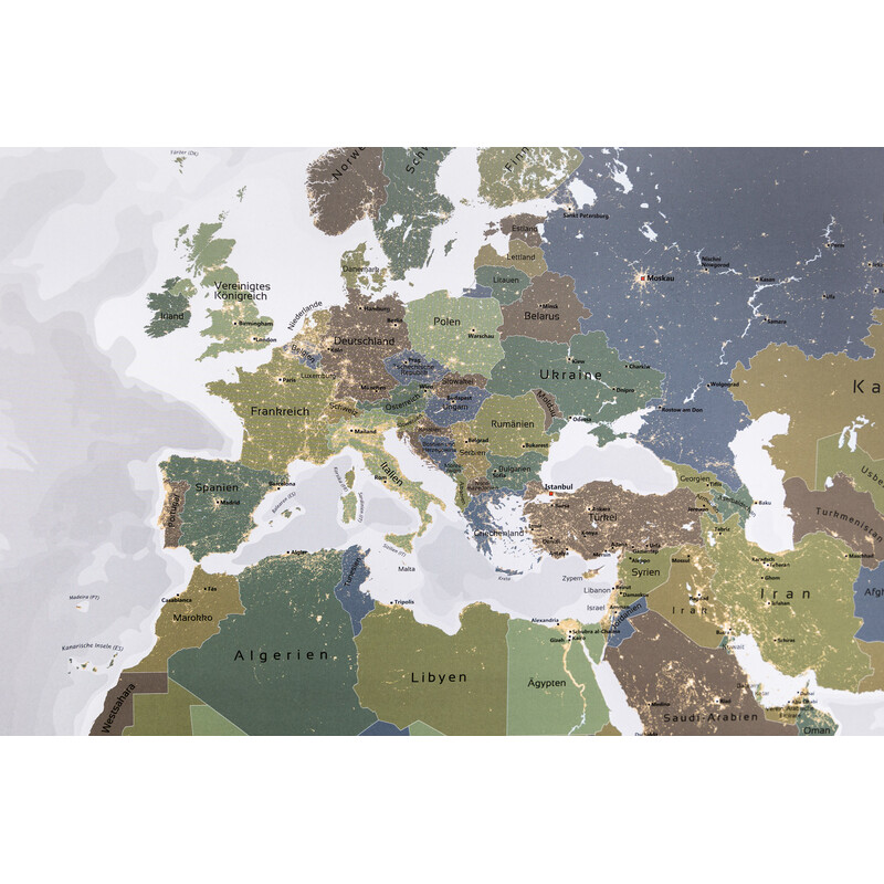 GeoMetro Weltkarte Die Welt bei Nacht (140 x 100 cm)