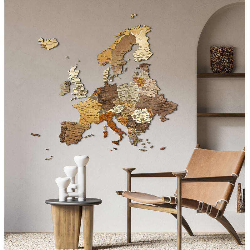Abraham Wood Decor Kontinentkarte Europa Puzzle aus Holz (110 x 108 cm)