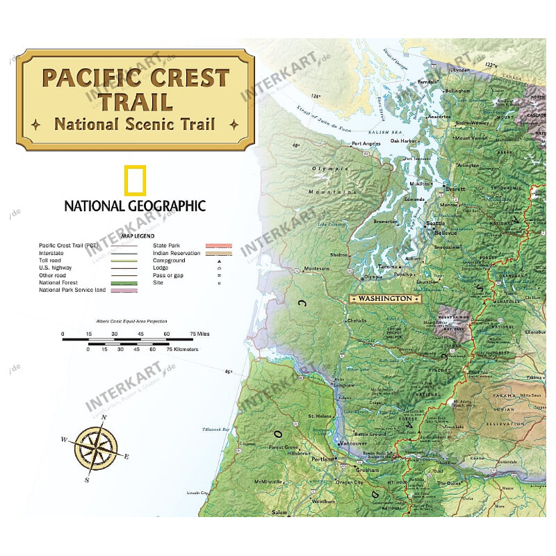 National Geographic Regional-Karte Pacific Crest Trail (46 x 122 cm)