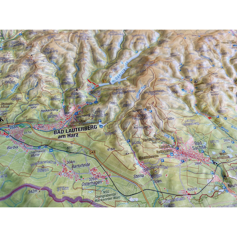 Georelief Regional-Karte Harz 3D Reliefkarte (77 x 57 cm)