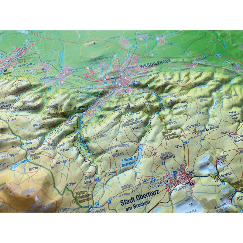 Georelief Regional-Karte Harz 3D Reliefkarte (77 x 57 cm)