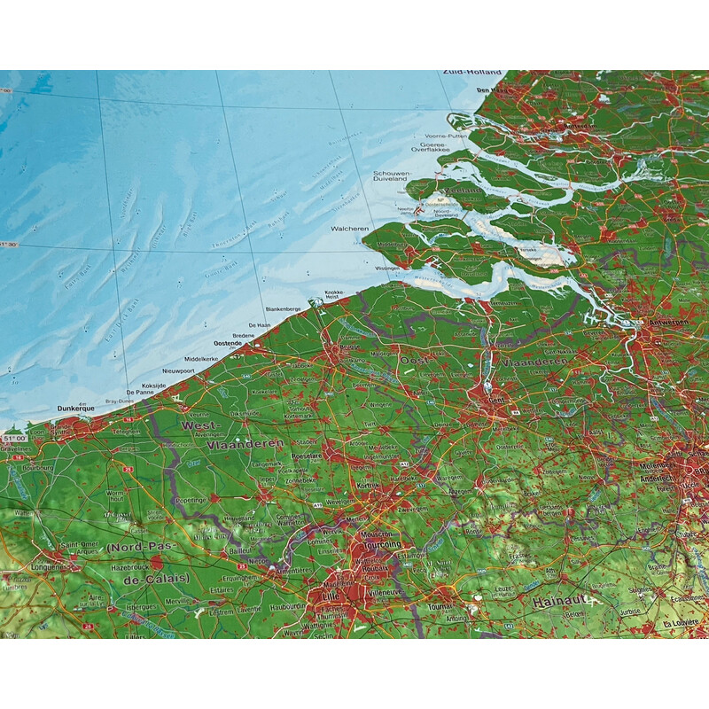 Georelief Regional-Karte Benelux (57 x 77 cm)