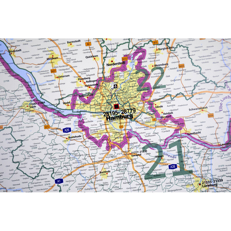 GeoMetro Regional-Karte Niedersachsen Postleitzahlen PLZ (100 x 123 cm)
