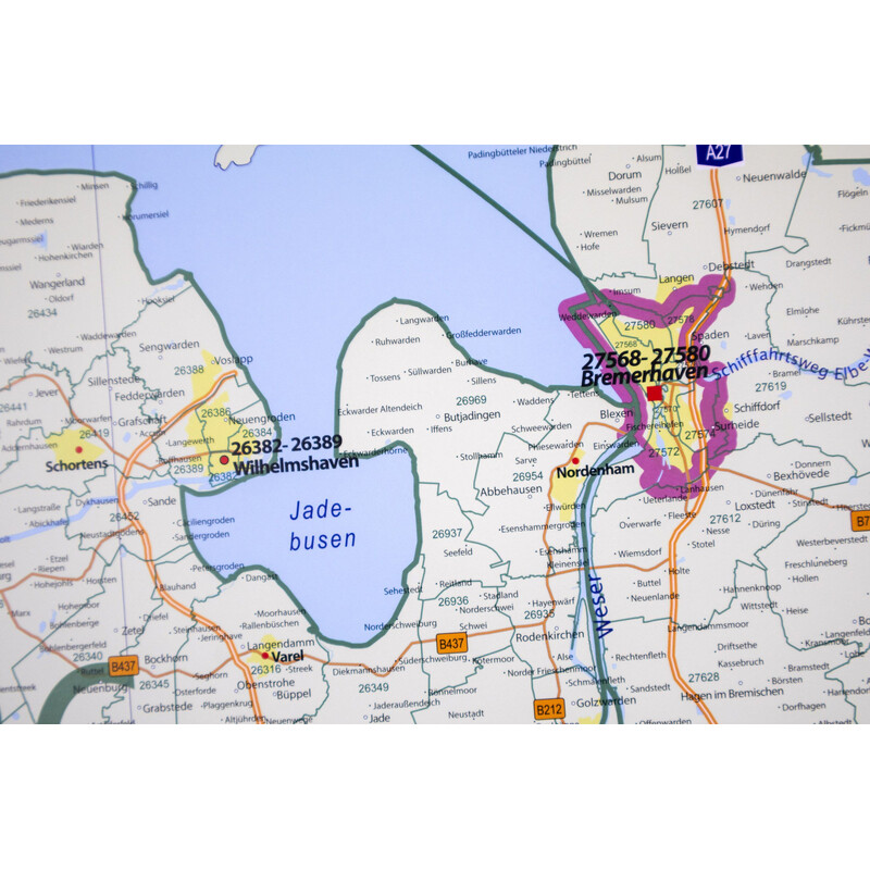 GeoMetro Regional-Karte Niedersachsen Postleitzahlen PLZ (100 x 110 cm)