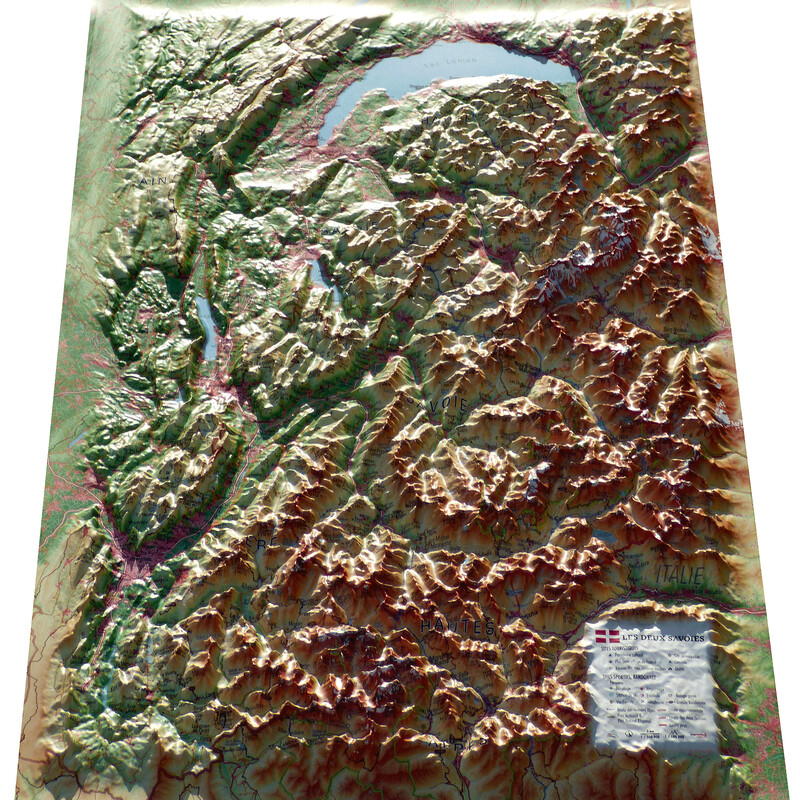 3Dmap Regional-Karte Les deux Savoies (61 x 41 cm)